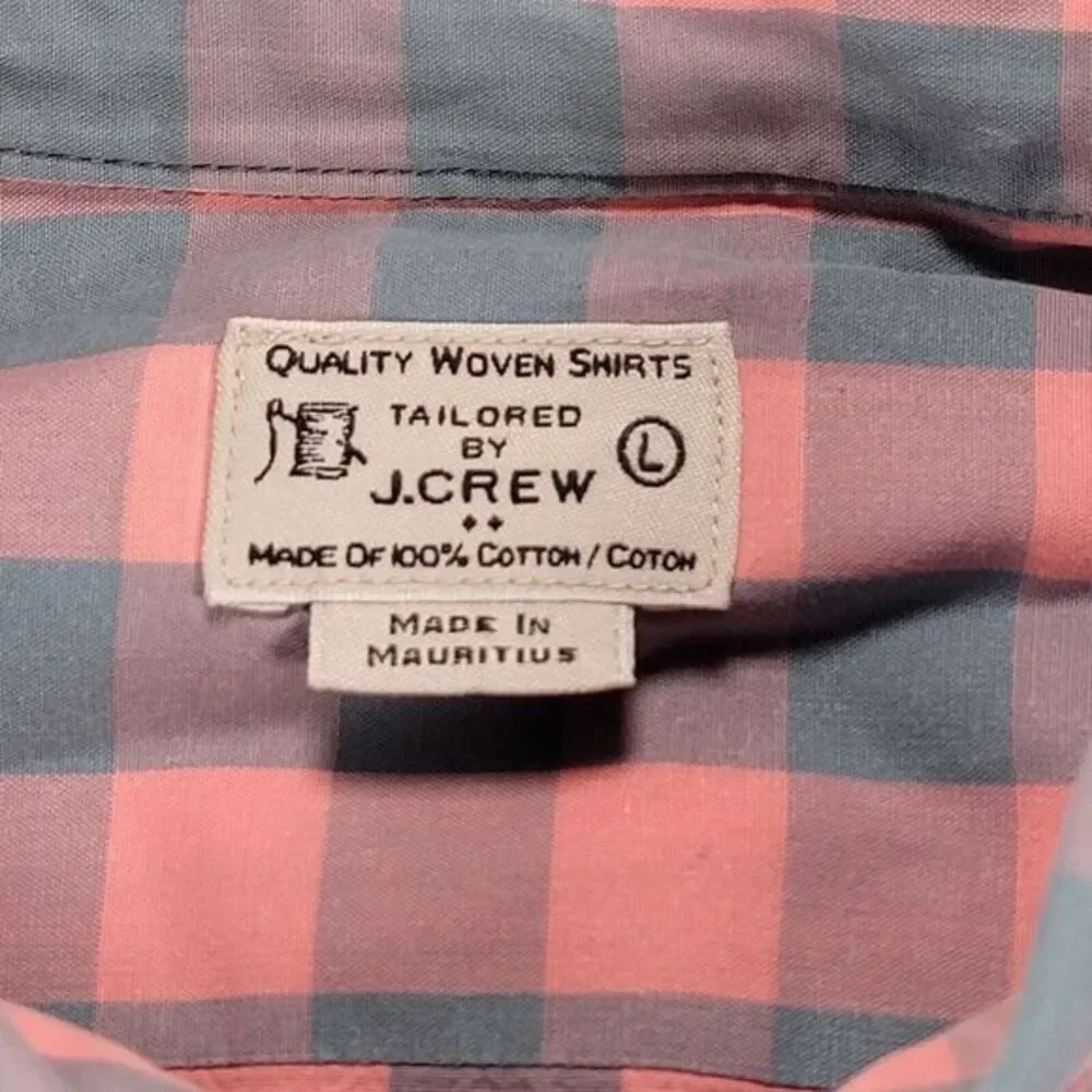 J Crew Vintage Pink Gray Plaid‎ Long Sleeve Button Up Shirt Mens Size Large